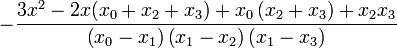 -\frac{3x^{2}-2x(x_{0}+x_{2}+x_{3})+x_{0}\left(x_{2}+x_{3}\right)+x_{2}x_{3}}{\left(x_{0}-x_{1}\right)\left(x_{1}-x_{2}\right)\left(x_{1}-x_{3}\right)}