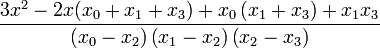 \frac{3x^{2}-2x(x_{0}+x_{1}+x_{3})+x_{0}\left(x_{1}+x_{3}\right)+x_{1}x_{3}}{\left(x_{0}-x_{2}\right)\left(x_{1}-x_{2}\right)\left(x_{2}-x_{3}\right)}